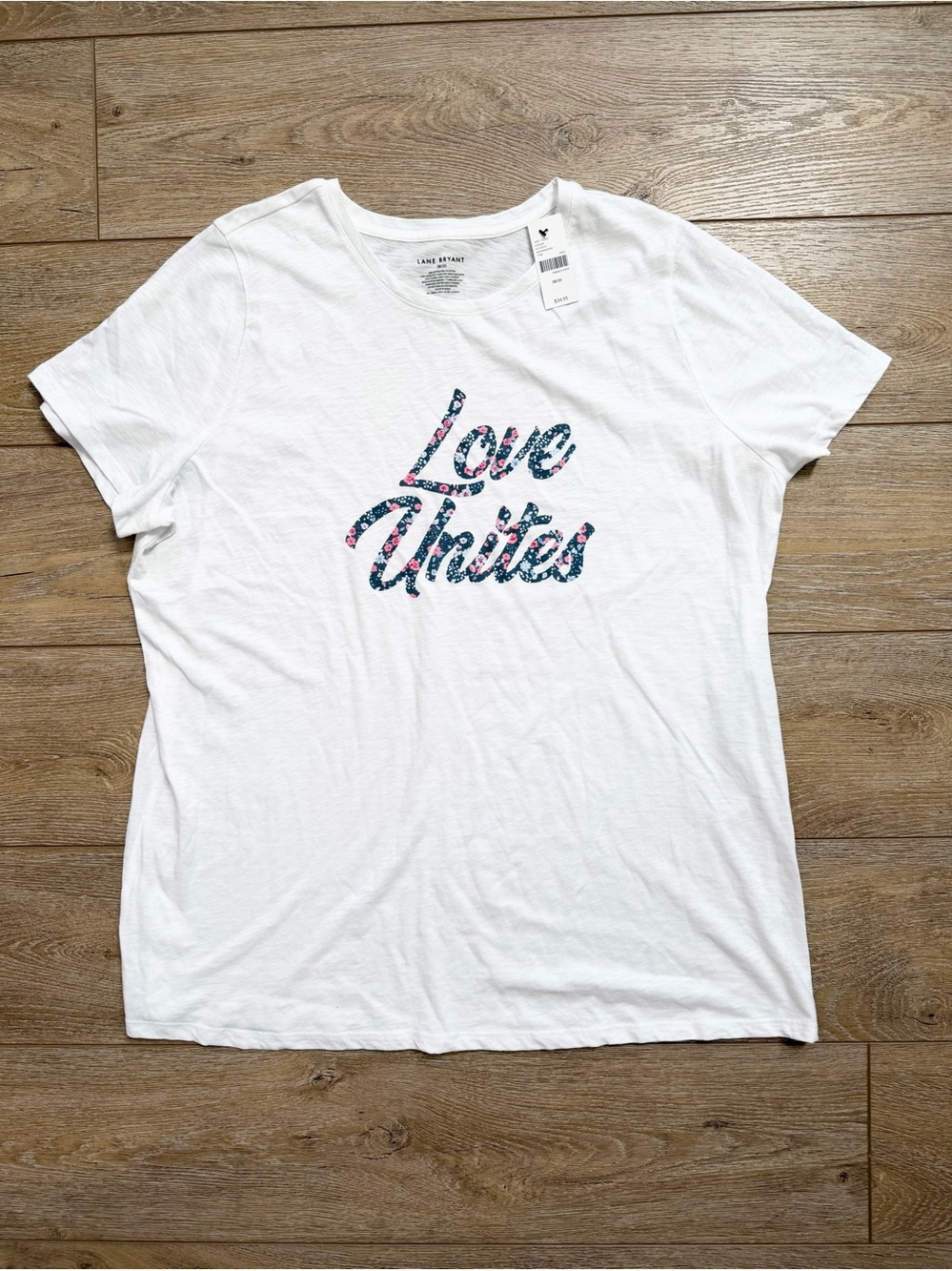 Lane Bryant "Love Unites" Graphic T-Shirt Sz 18/20  white crewneck tee NEW